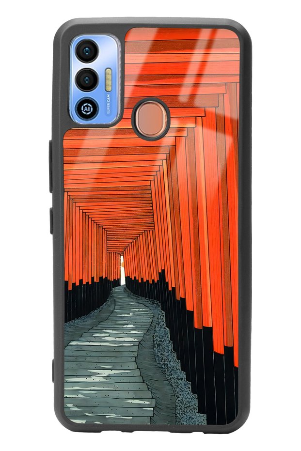 حافظة هاتف Tecno Spark 7t لامعة بتصميم شبابيك باستيل