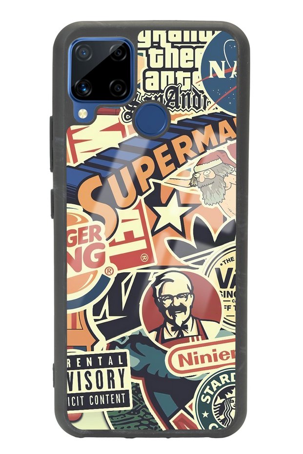 Oppo Realme C15 Glossy Phone Case with Retro Brand Design