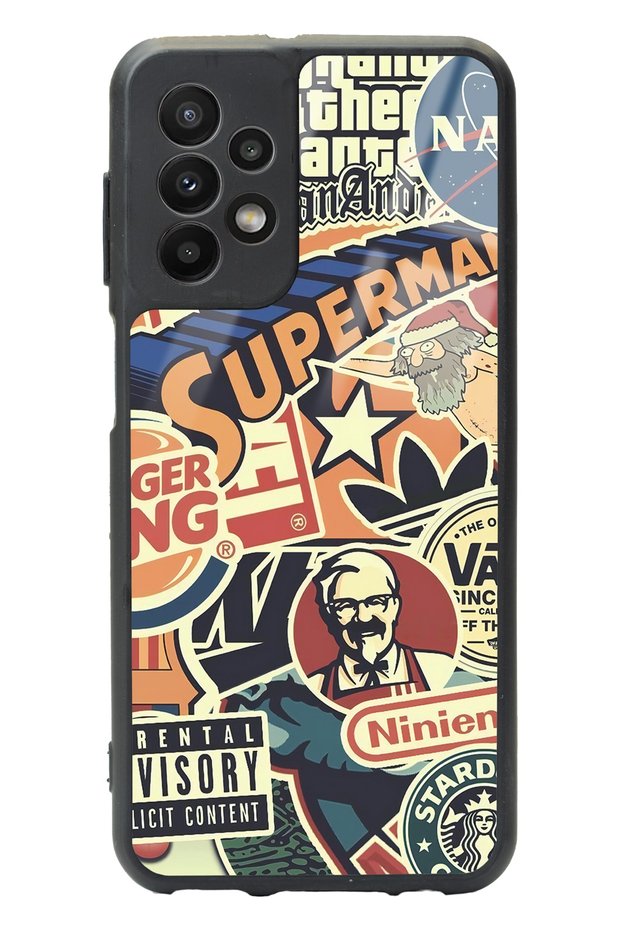 Samsung A23 Glossy Phone Case with Retro Brand Design