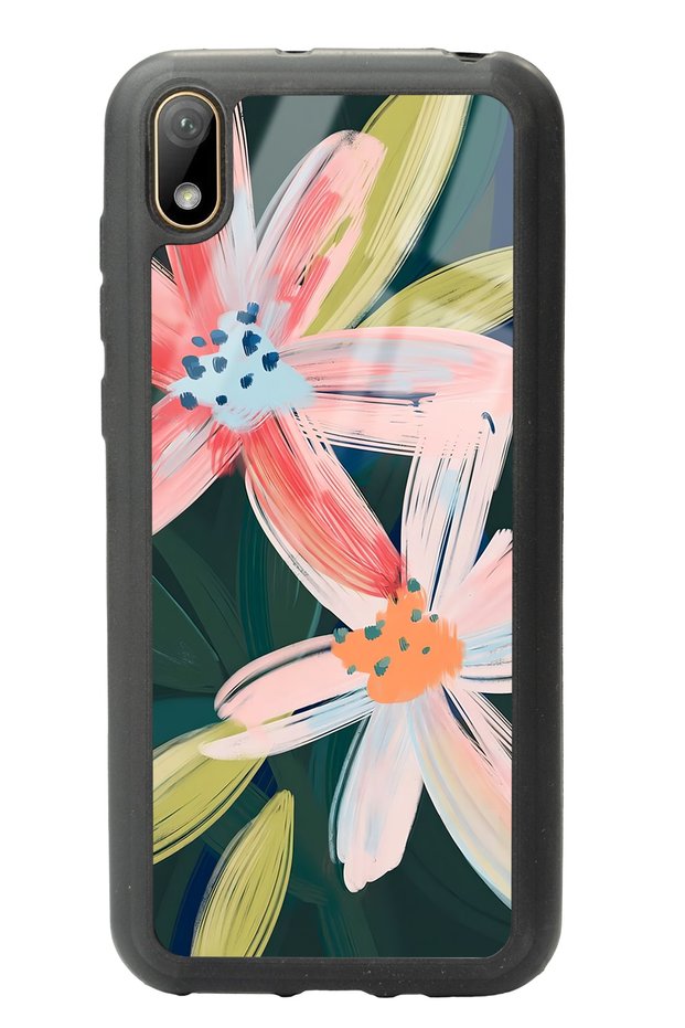 Huawei Y5 (2019) Glossy Phone Case with Watercolor Flowers Design