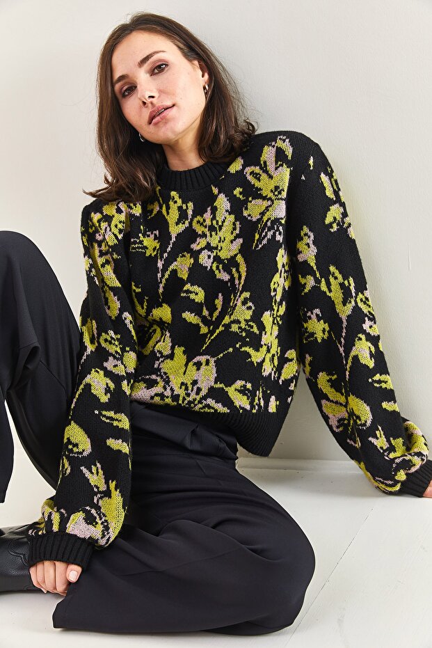 Damen-Strickpullover mit Blumenmuster - 7