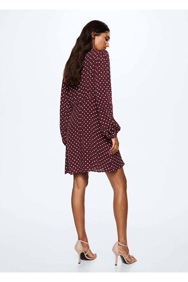 Desenli Dökümlü Elbise - 4