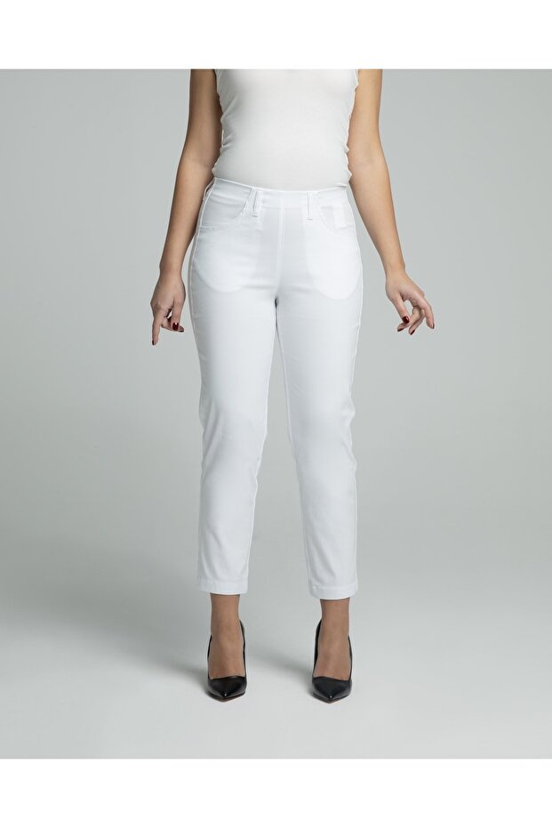 Phia Cropped Viskon Beyaz - 1