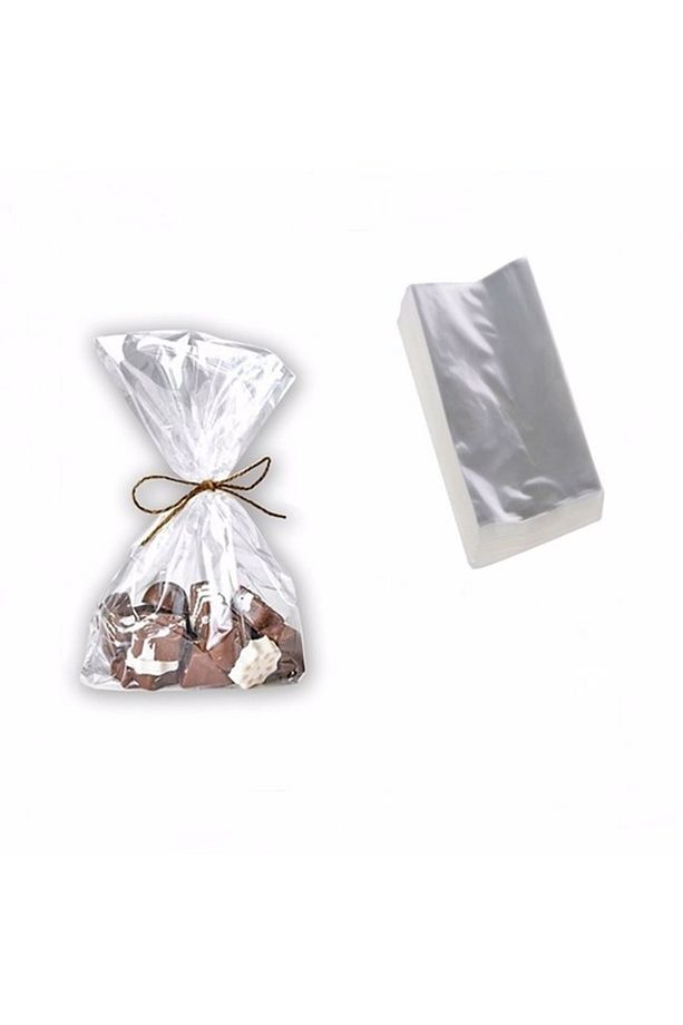50 Adet 10x20 Cm Şeker Kurabiye Aksesuar Poşeti Şeffaf Jelatin Poşet Bantsız Torba 10*20 - 3
