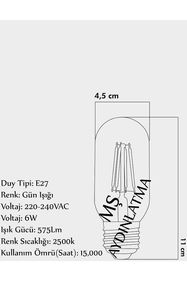 Cla17 E27 Duylu 6 Watt Gün Işığı Led Filament Rustik Bal Cam Ampul - 2