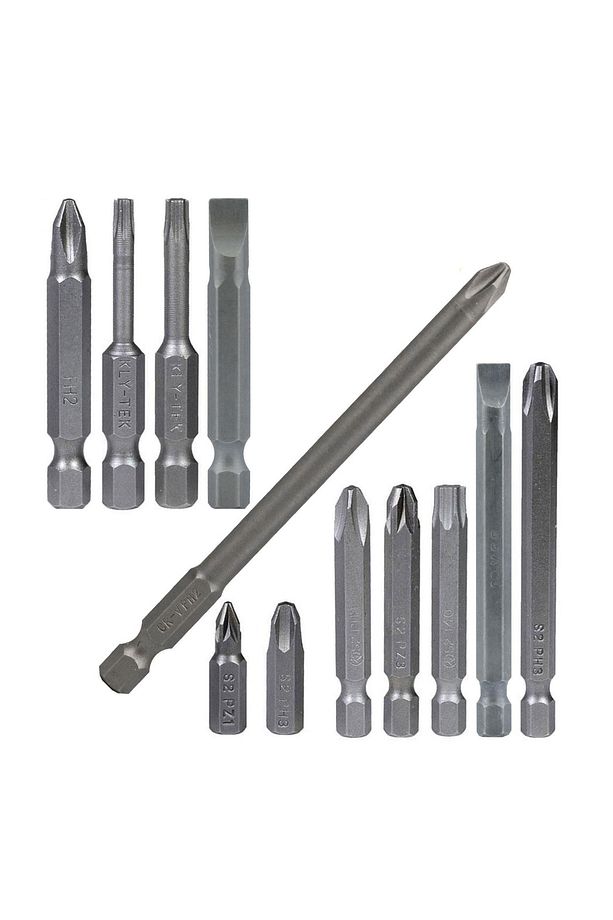 Klytek Matkap Bits Uç Vidalama Ucu Düz Yıldız Torx Uç (12 Parça) - 3