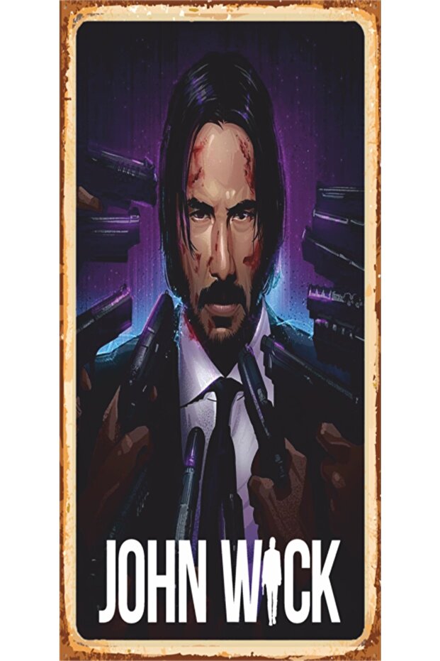 John Wick Mini Retro Wooden Poster
