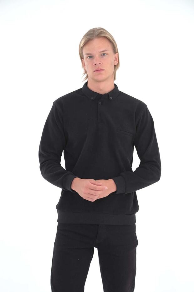 Berşa Selanik Men's Tightly Woven Knitwear Knitted Plain Acrylic Winter Dad Polo Collar Sweater