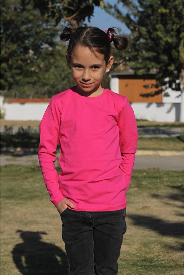 Unisex Crew Neck Basic Long Sleeve Children's T-shirt (4-13) Ages