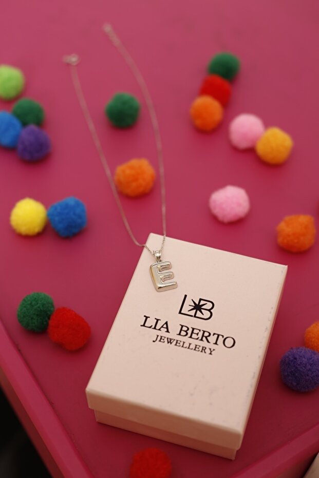 Bombe E Harf 925 Ayar Gümüş Kolye - 3