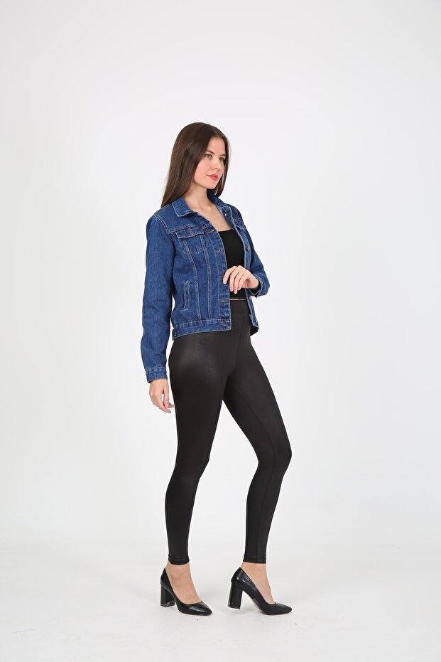 Blue Basic Denim Jacket Jeans - 5