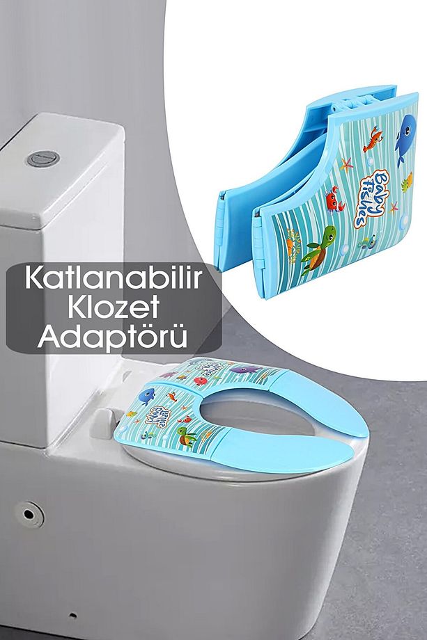 Katlanabilir Çocuk Klozet Kapağı Adaptörü Tuvalet Alıştırma Aparatı - 1