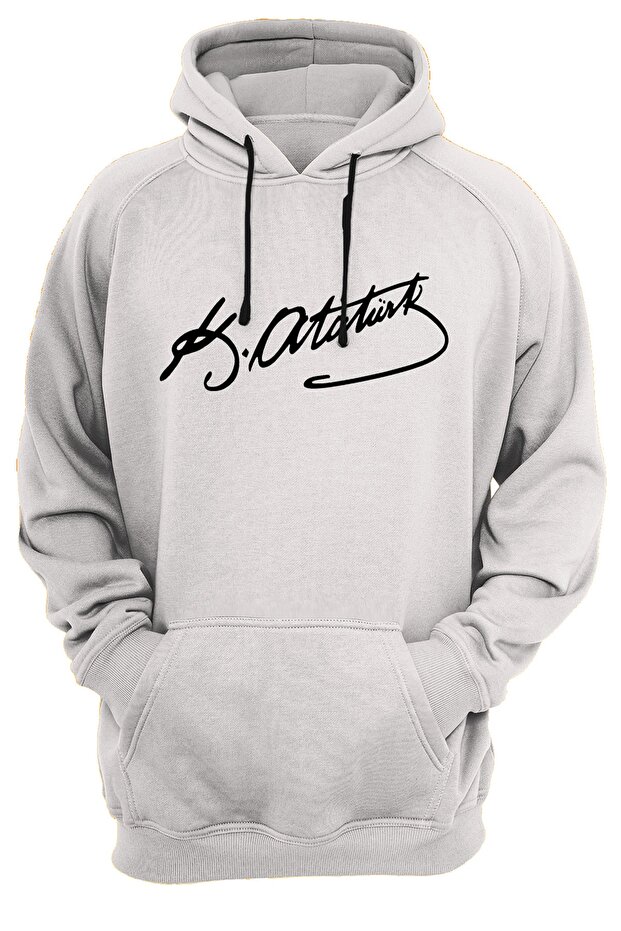Atatürk Signature Printed 3 Thread. 100% Cotton, Fleece Inside, Very Thick Sweatshirt