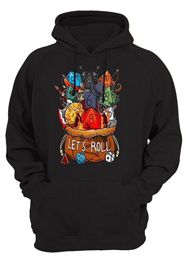 Dice Printed 3 Thread. Raised, Thick (600 Gr.) Fleece Inside Sweatshirt