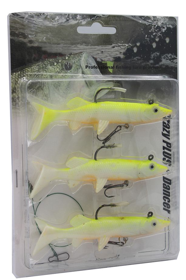 3 Adet Set 11.5cm 23gr.silikon Balık Sahte Yem Sasiyem Rapala Lures Yapayyem Jigyem Maket Balık Sarı - 1
