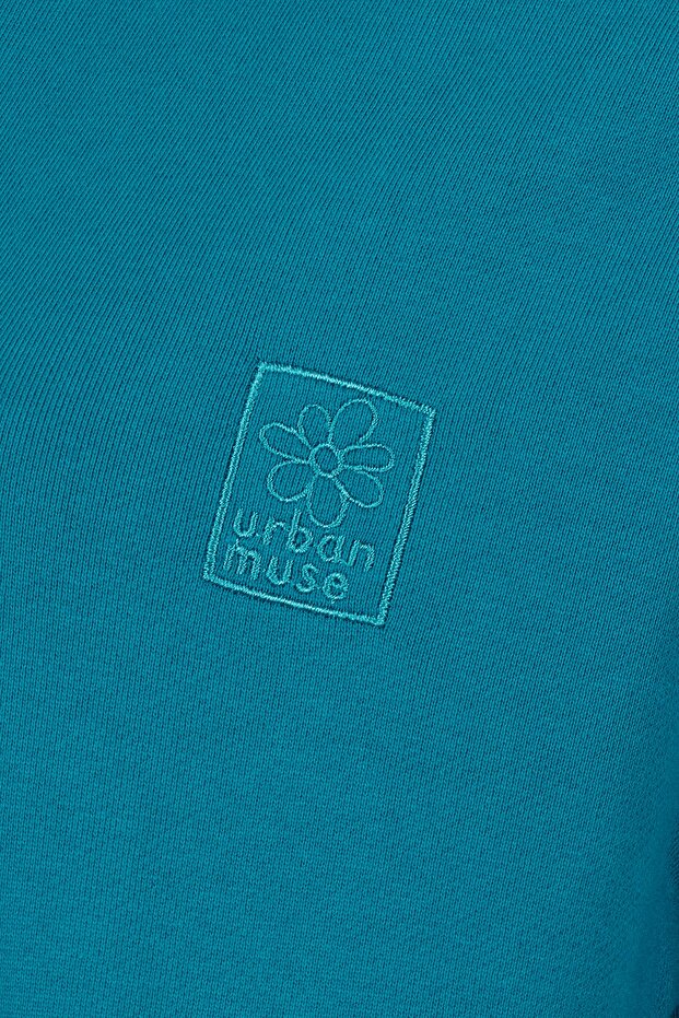 Fermuarlı Mavi Sweatshirt - 3