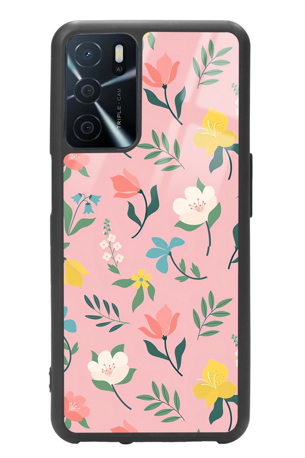 Oppo A-16 Pinky Flowers Design Glossy Phone Case