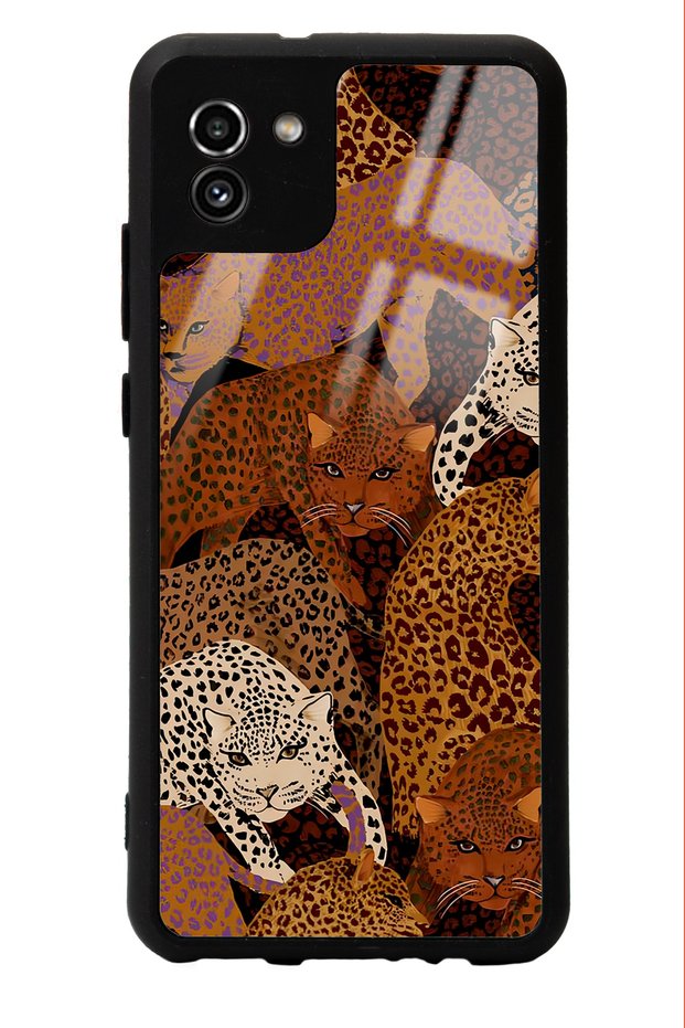 Samsung A-03 Glossy Phone Case with Leopards Design