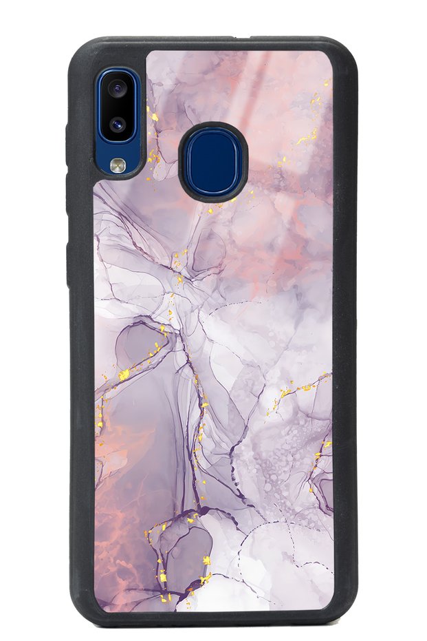 Glossy Phone Case for Samsung A30 Fuchsia Marble Design
