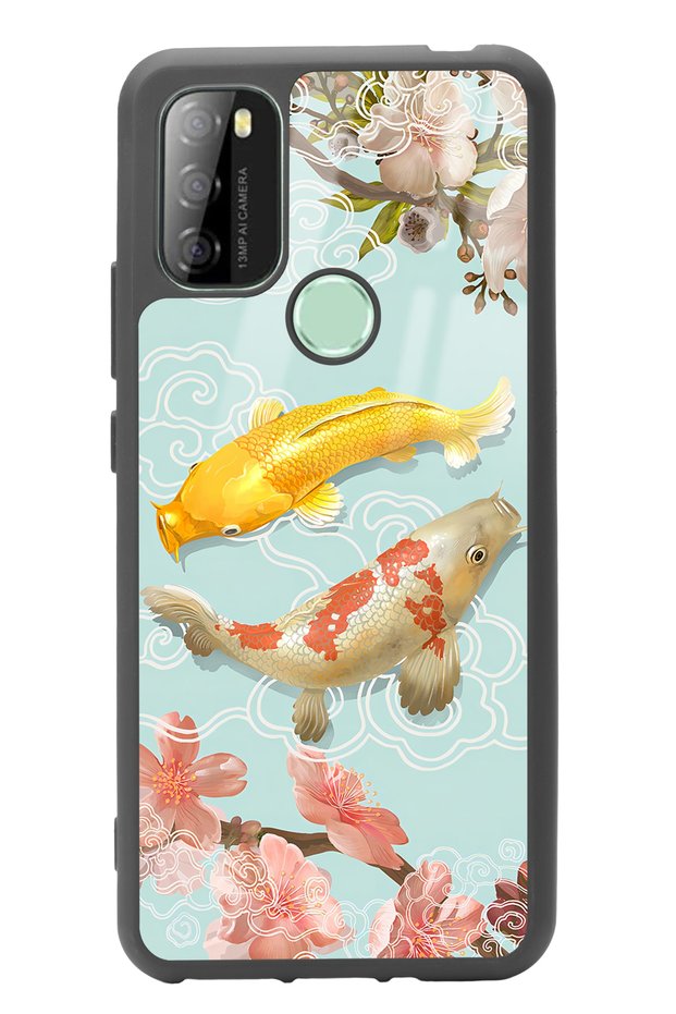 حافظة هاتف لامعة بتصميم P13 Blue Max 128 Koi Fish