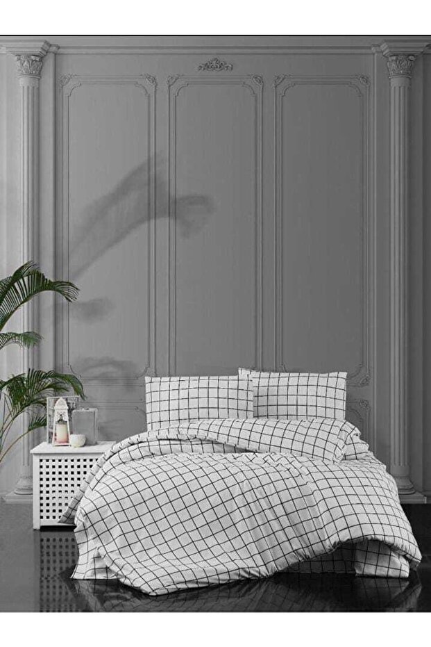 Double Ecose Tile Patterned Ranforce Elastic Sheet Set - 1