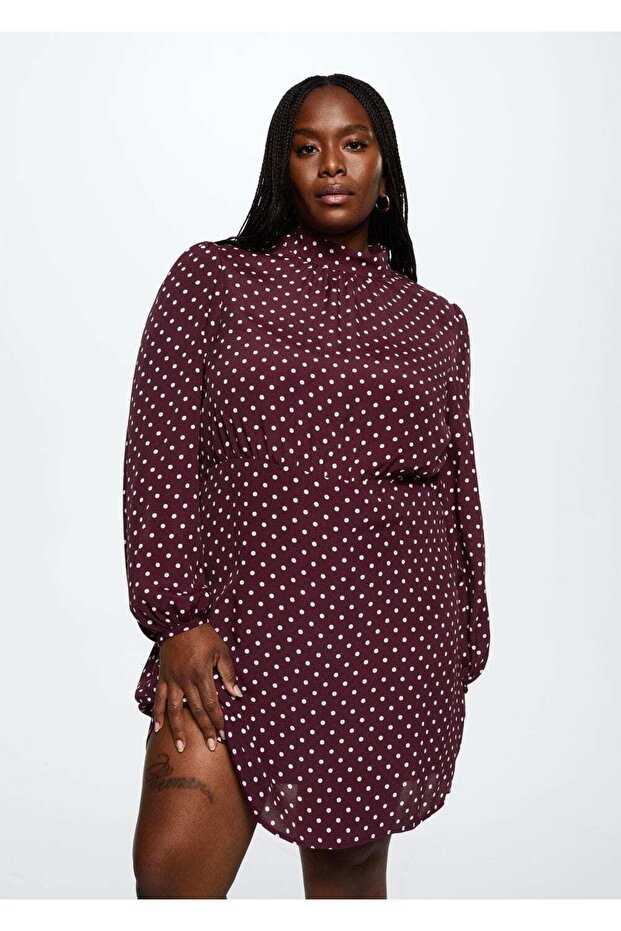 Desenli Dökümlü Elbise - 7