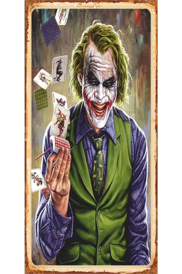 Mini Retro Wooden Poster with Joker Poker Cards