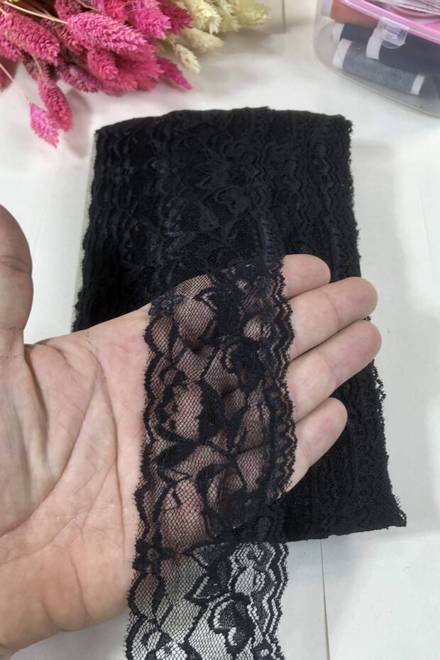 Black Lycra Lace Trim Lace 5 Meters – Decorative Ribbon, Stylish Design, Women's Accessory – Deco