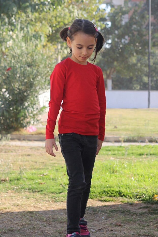 Unisex Crew Neck Basic Long Sleeve Children's T-shirt (4-13) Ages