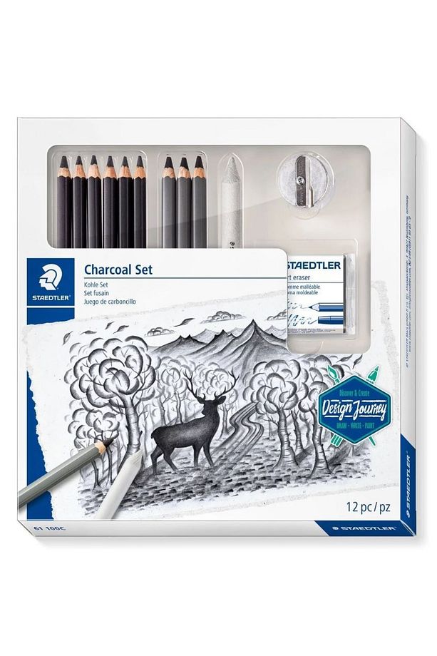 Mars Lumograph Charcoal Set Füzen Karakalem Eskiz Çizim Seti 12 Parça - 1