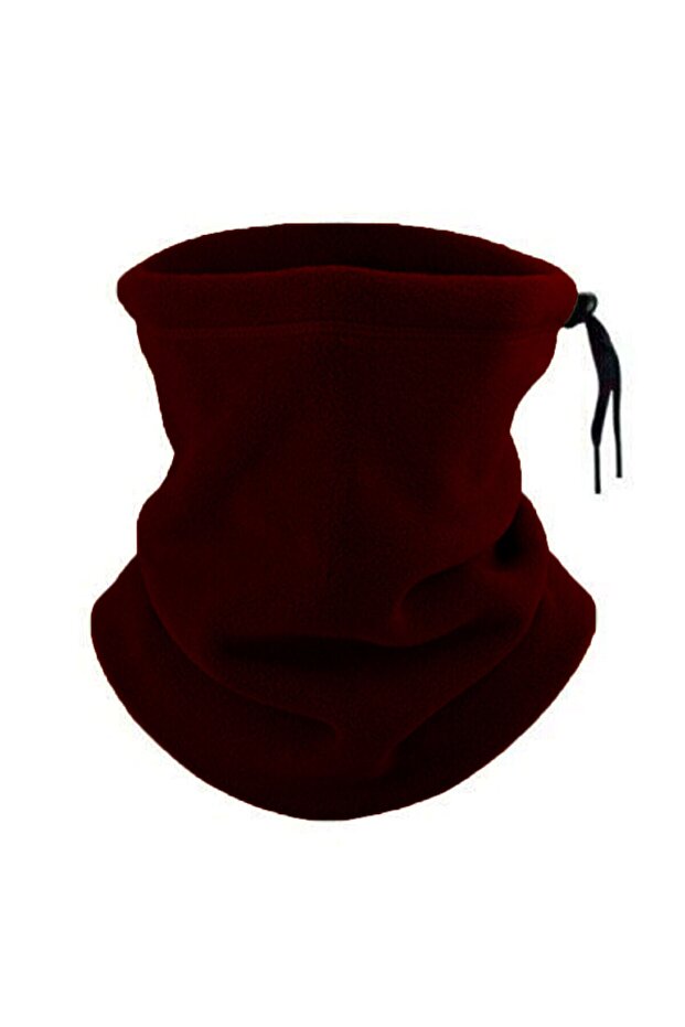 Women Men Fleece Neck Collar Winter Drawstring Beanie Thermal Warm Unisex