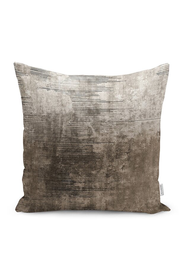 Retro Patterned Digital Printed Pillow and Throw Pillow Cover with Antique Motifs on Brown Background