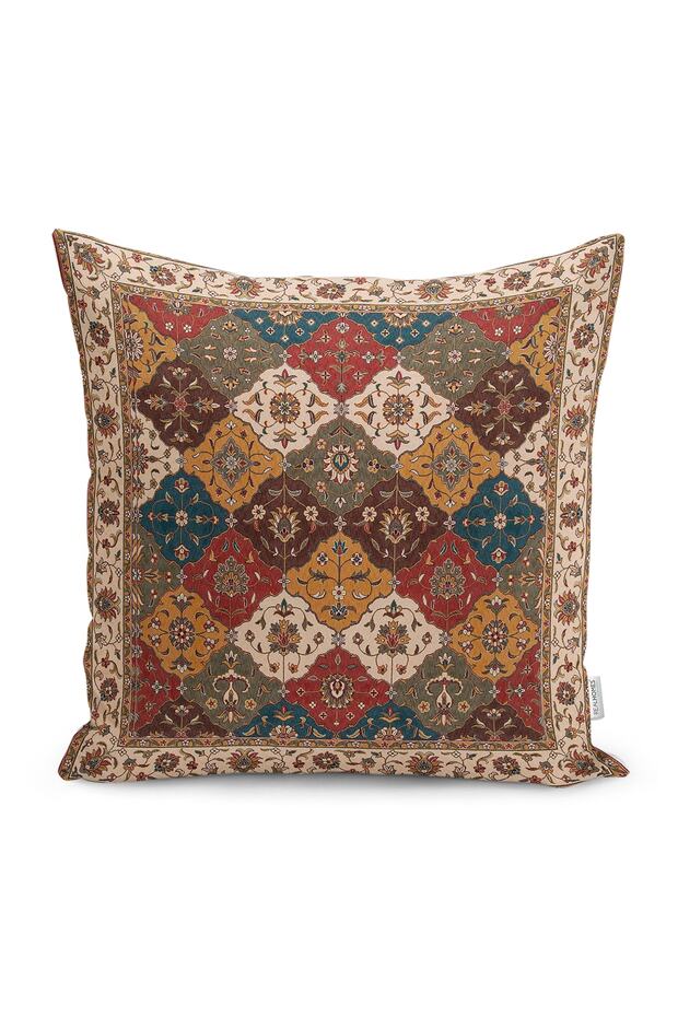 Cream - Digital Printed Pillow and Throw Pillow Cover with Butler Motif on Red Background