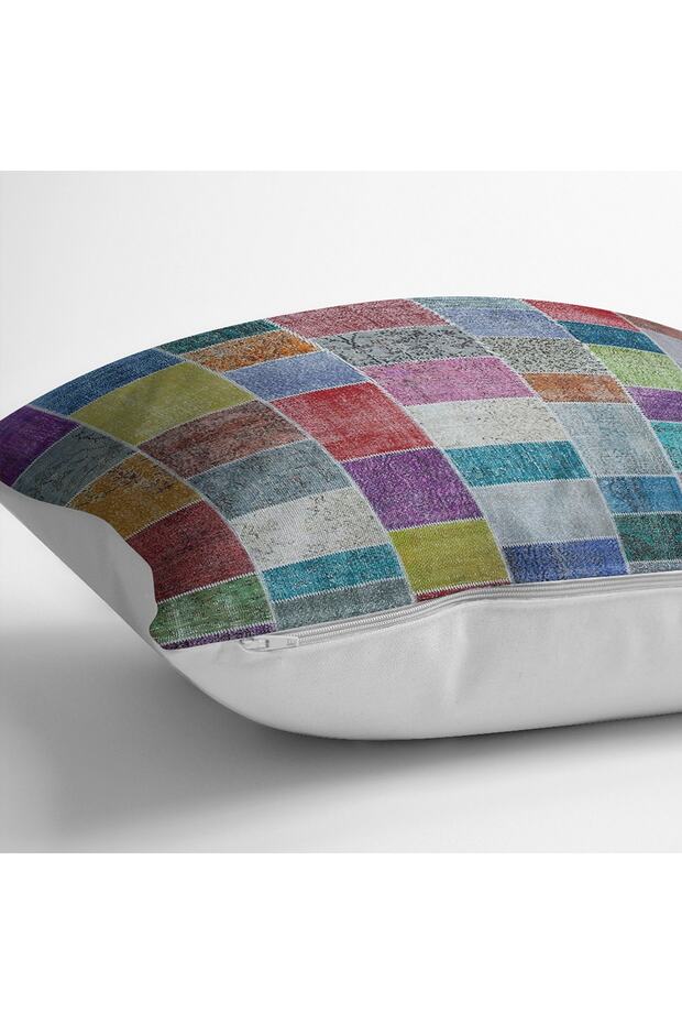 Local Patchwork Patterned Anatolian Patterned Digital Printed Pillow Cushion Cover - 4