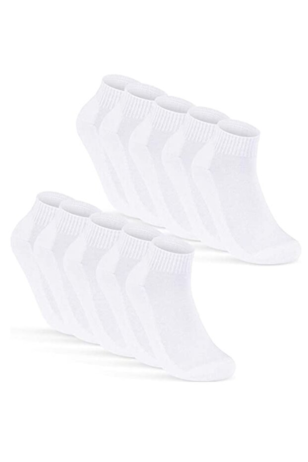 Men's Booties Socks Cotton White 10 Pairs