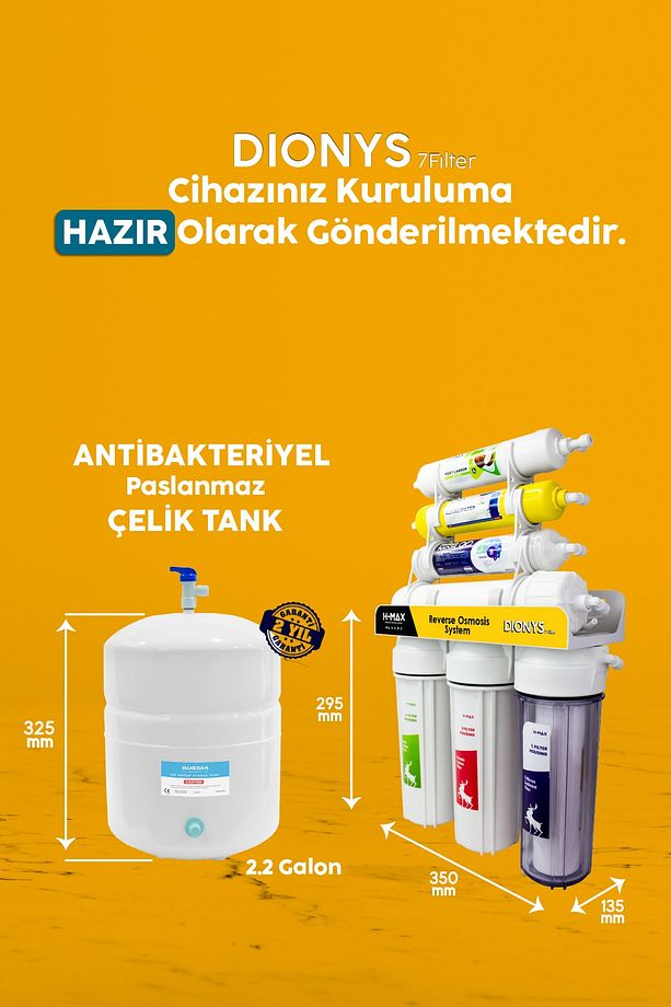 Dionys 7 Filtreli Süper Membranlı 9 Litre Çelik Tanklı Açık Kasa Su Arıtma Cihazı - 0029 - 4