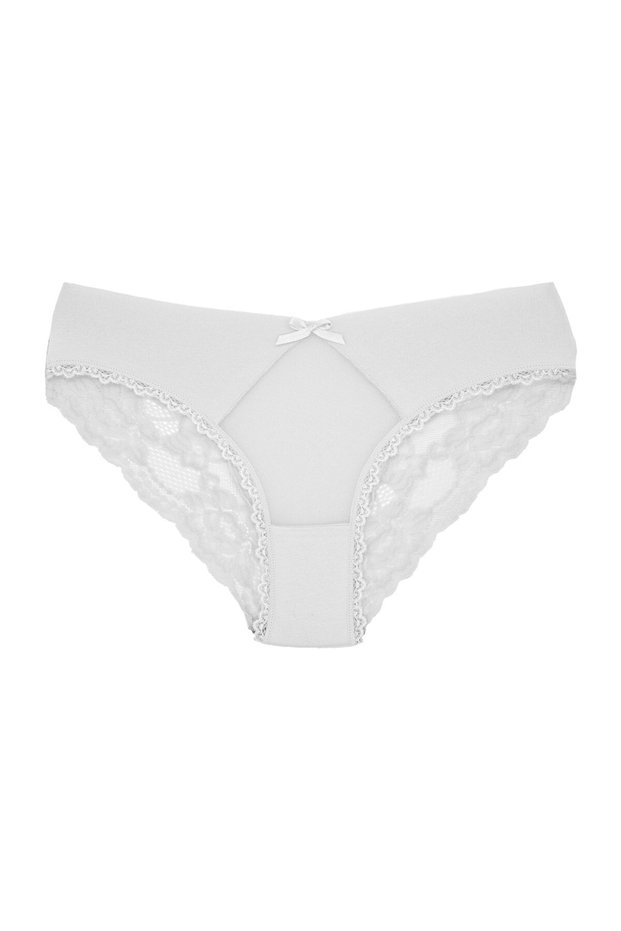 White Cotton Tulle on the Front and Lace Detail on the Back Women's Slip Women's Panties