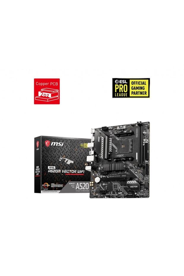 Mag A520m Vector Wıfı Am4 Ddr4 4600(OC) Dp Hdmı M.2 Usb3.2 Wıfı Matx - 1