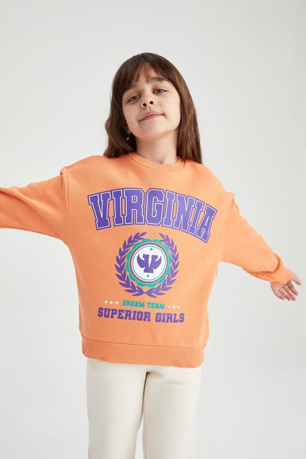 Girl's Crew Neck Soft Fuzzy Sweatshirt