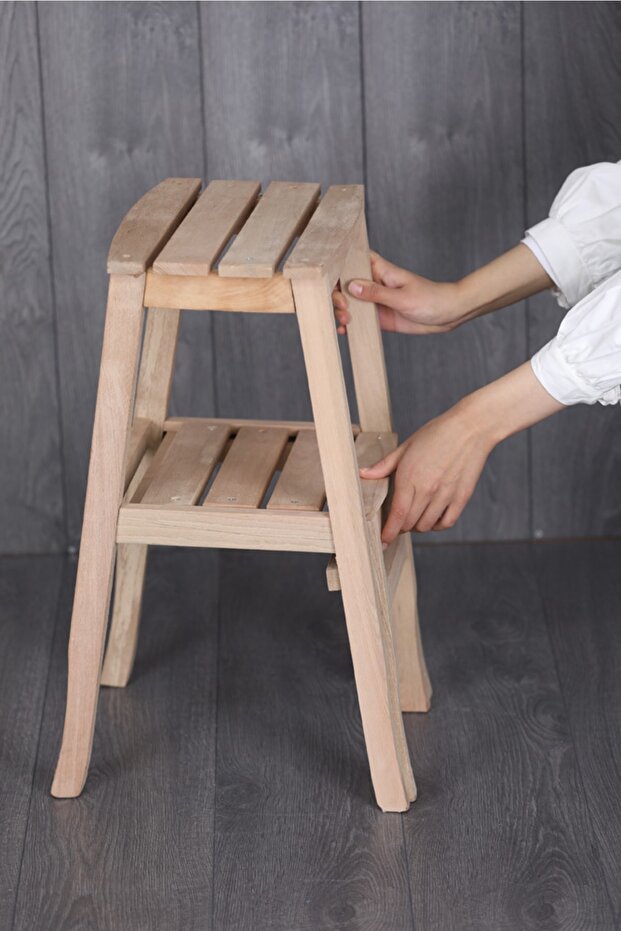 Ahşap Ham Merdiven Tabure - 4