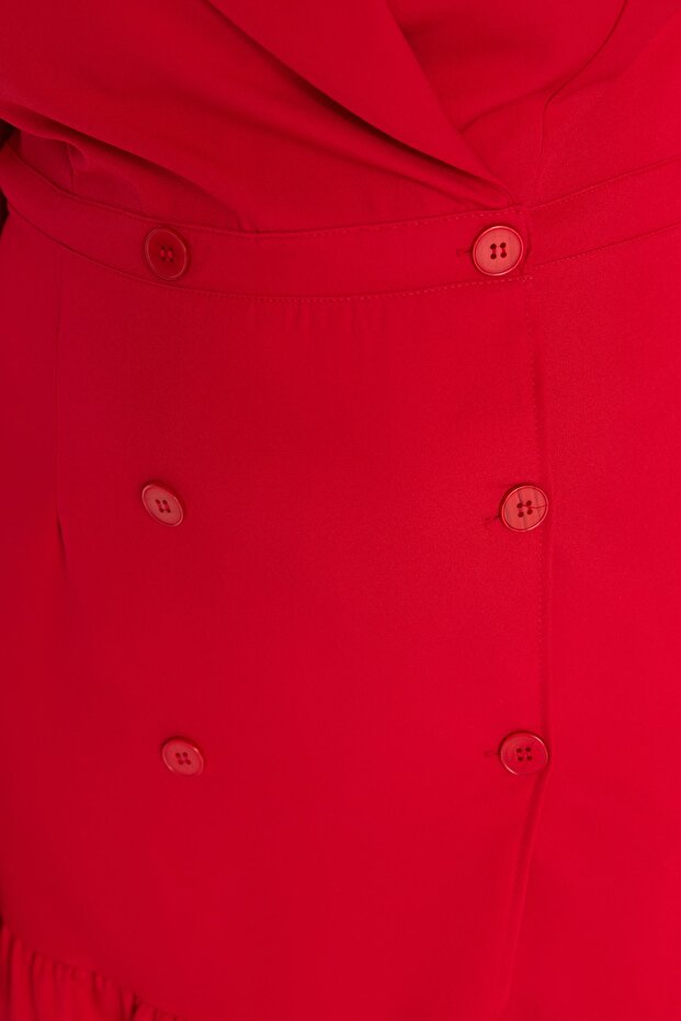 New Year Red Plus Size Unlined Three Quarter Sleeve Mini/Short Length Woven Jacket Dress Tbbaw23Ah00042 - 4