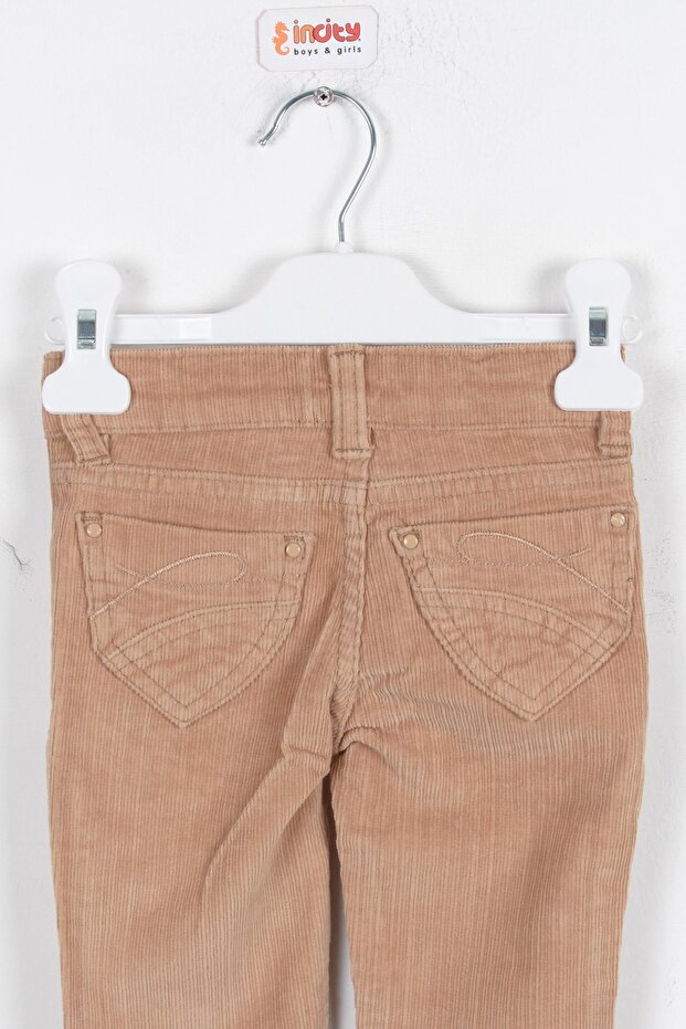 Kız Çocuk Camel Kadife Pantolon - 4