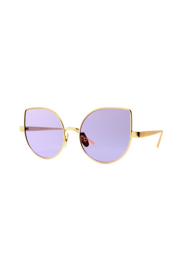 Women's Sunglasses Cat Eyes Design Gold Frame Purple Glass