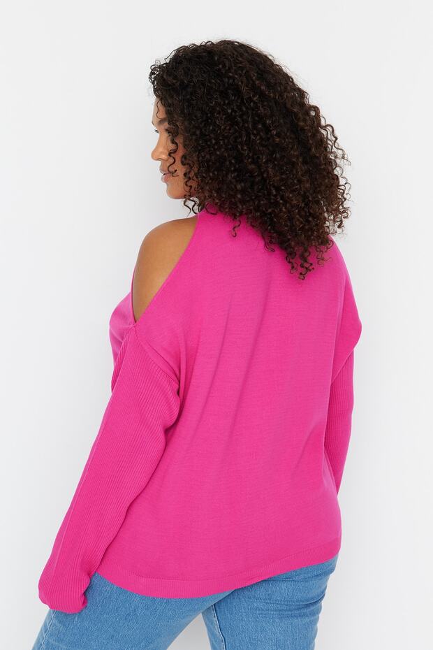 Pembe Cut Out Detaylı Triko Kazak TBBAW23AN00025 - 5