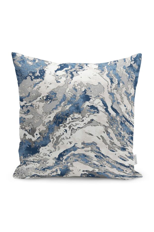 Digital Printed Pillow and Throw Pillow Cover with Antique Motif on Blue Background