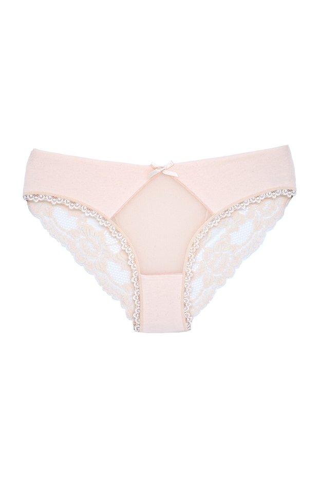 Powder Cotton Tulle on the Front and Lace Detail on the Back Women's Slip Women's Panties