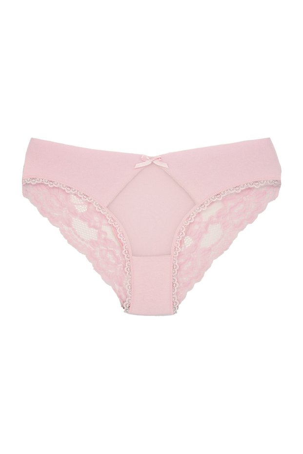 Pink Cotton Tulle on the Front and Lace Detail on the Back Women's Slip Women's Panties
