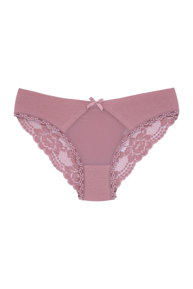 Mink Cotton Front Tulle Back Lace Detail Women's Slip Women's Panties
