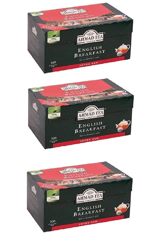 English Breakfast Demlik Poşet Çay 100'lü X 3 Adet - 1