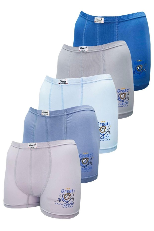 5-Piece Fish Printed Boy's Lycra Colored Boxers
